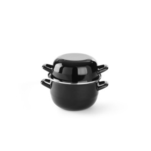 Kotlík na mušle s emajlovým povrchom - s vekom - Značka HENDI - Fourniresto