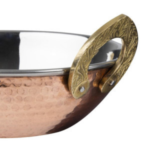 Medená panvica Kadai s nerezovými rukoväťami - 660 ml - Olympia