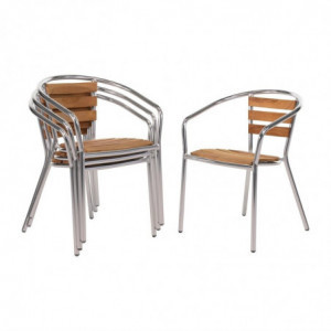 Wood and Aluminum Chairs - Set of 4 - Bolero - Fourniresto